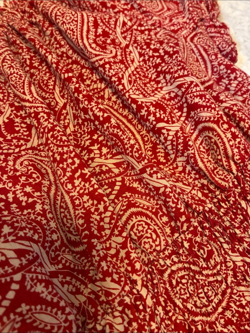 Ralph Lauren Red Paisley Smocked Peasant Top - Picture 11 of 11
